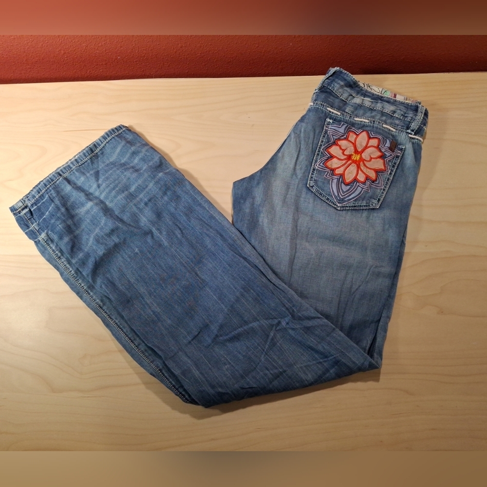 Low Rise Flare Boot Jeans Buffalo Jeans David Bitton Size 28 Embroidered Pockets